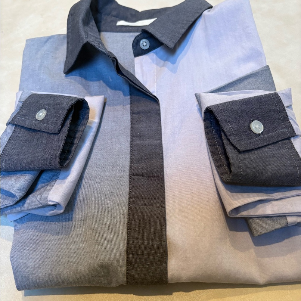 Jonathan Simkhai EUC pieced color block button up top - Picture 2 of 9